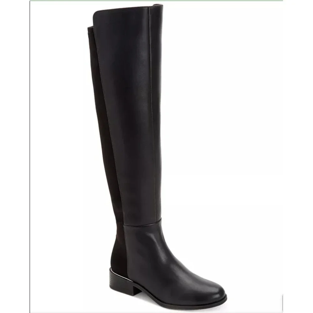 Alfani‎ Ludlowe Black Leather Over the Knee High Boots Women's Size 5.5M NEW
